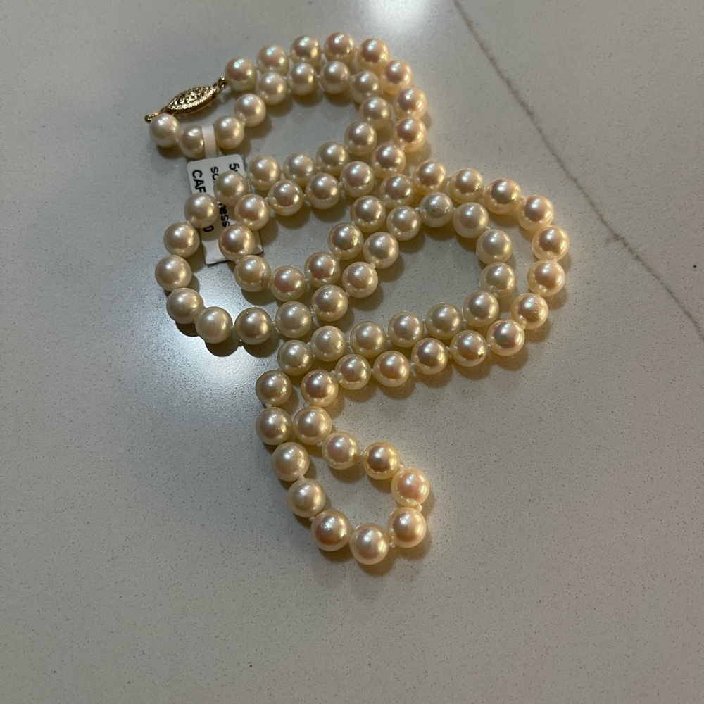 Elegant Cultured Pearl Cream Pearl Necklace 24”
Long